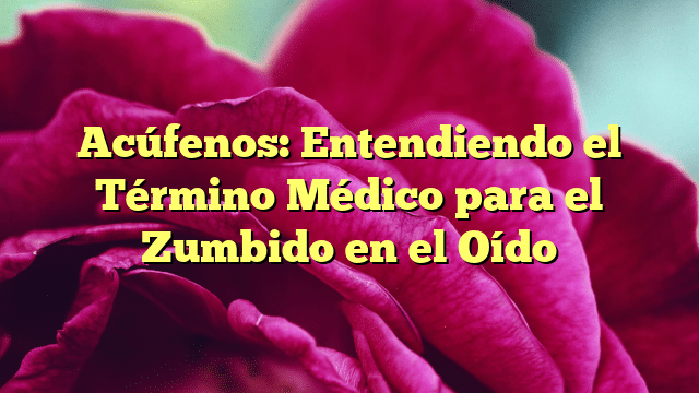 Acúfenos: Entendiendo el Término Médico para el Zumbido en el Oído