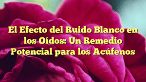 El Efecto del Ruido Blanco en los Oídos: Un Remedio Potencial para los Acúfenos