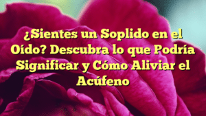¿Sientes un Soplido en el Oído? Descubra lo que Podría Significar y Cómo Aliviar el Acúfeno