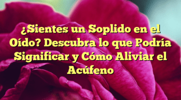 ¿Sientes un Soplido en el Oído? Descubra lo que Podría Significar y Cómo Aliviar el Acúfeno